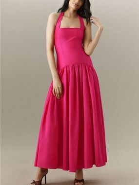 NWT Sleeveless Fuchsia Halter Maxi Dress
